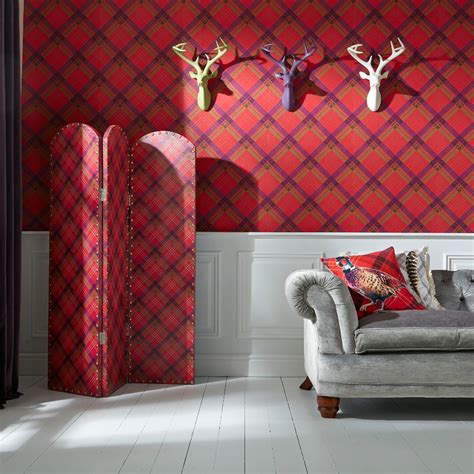 Arthouse Vintage Fairburn Tartan Check Pattern Textured ...
