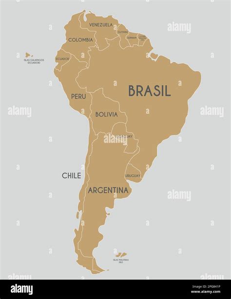 Political South America Map Vector Illustration With Country Names In