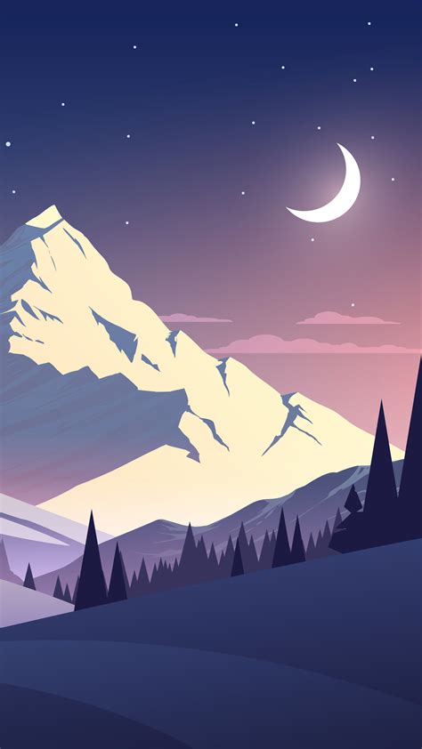 2160x3840 Resolution Night Mountains Summer Illustration Sony Xperia X