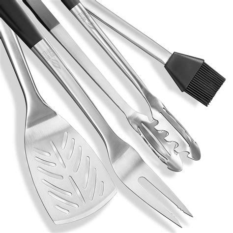 4pc Bbq Tool Utensil Set Stainless Steel By Pure Grill Mix Wholesale