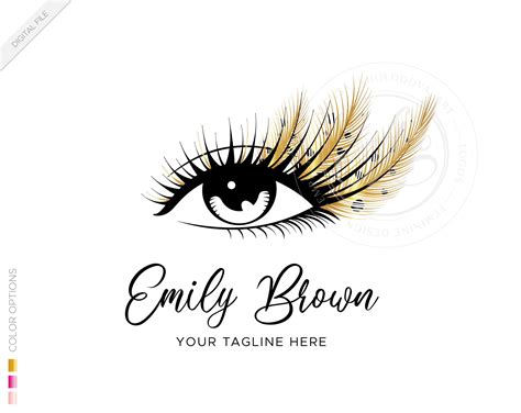 Digital Premade Eyelash Extension Logo Design With Golden Etsy Lashes Logo Eyelash