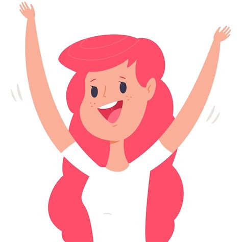 Premium Vector Excited Woman Vector Cartoon Character Of Young Happy