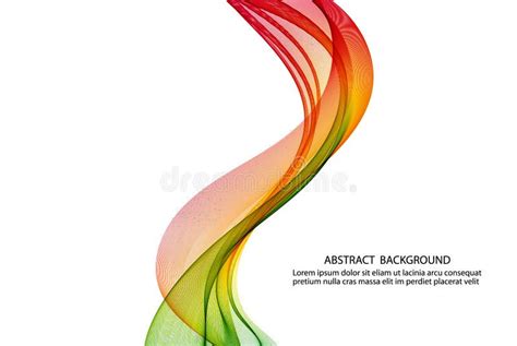 Vertical Smooth Color Wave Green Yellow Red Lines Intertwined On White