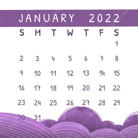 January Calendar White Transparent January Calendar 2022 With Purple