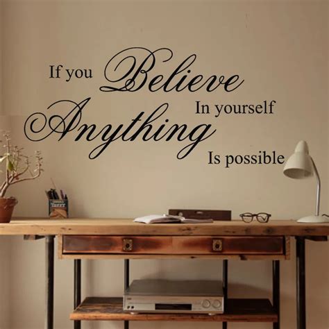 Aliexpress Com Buy Believe In Yourself Inspirational Wall Quote Sticker Vinyl Decal Art Home