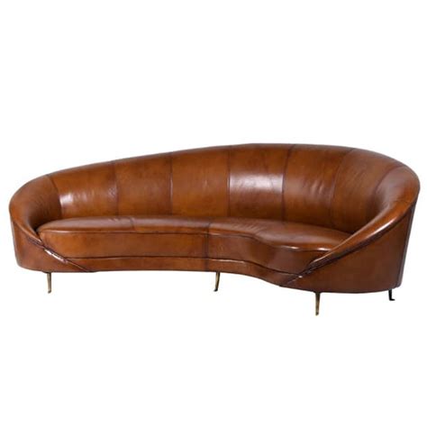 Italian Leather Curved Deco Sofa By The Orchard Furniture