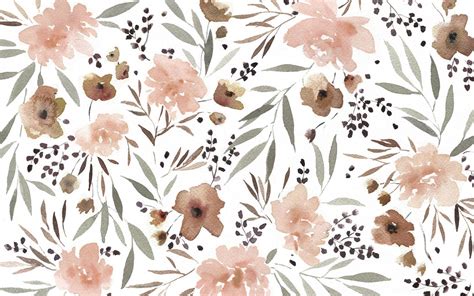 A collection of the top 54 aesthetic floral wallpapers and backgrounds available for download for free. Blush pink taupe watercolour floral botanical desktop ...