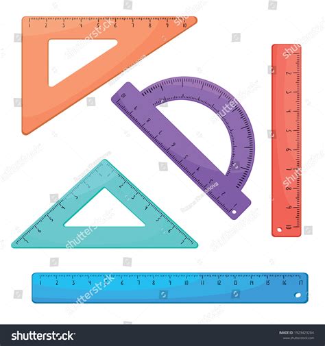 Set Multicolored School Rulers Isolated On Stock Vector Royalty Free