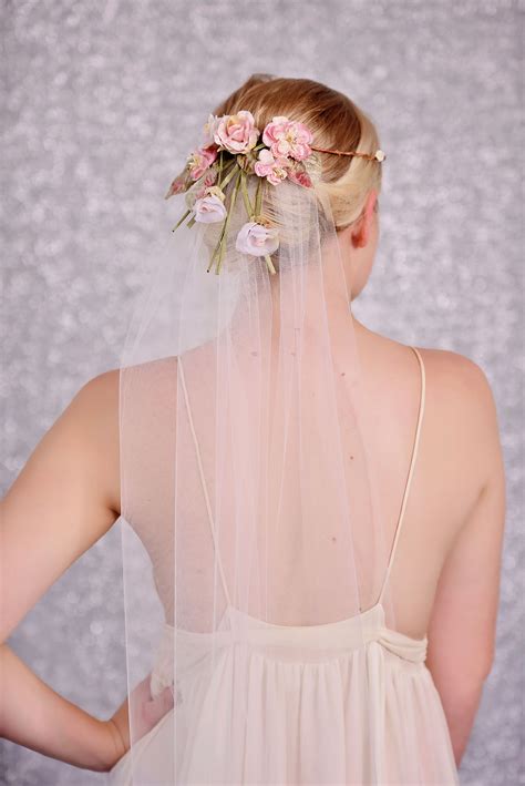 Wedding Veil With Pink Flower Crown