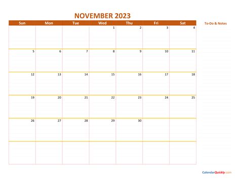 November 2023 Calendar Calendar Quickly