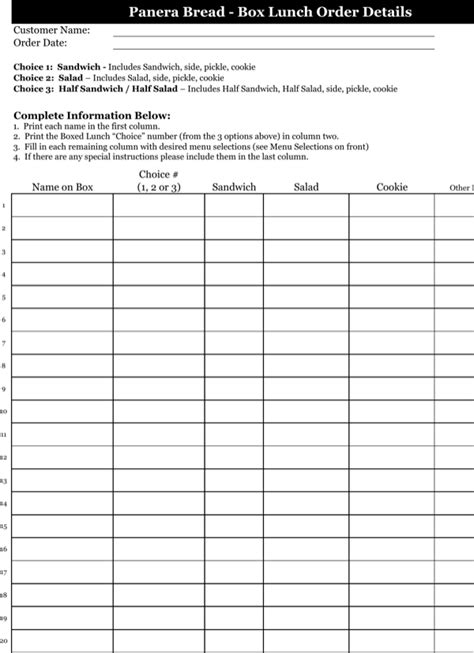 catering order form template excel