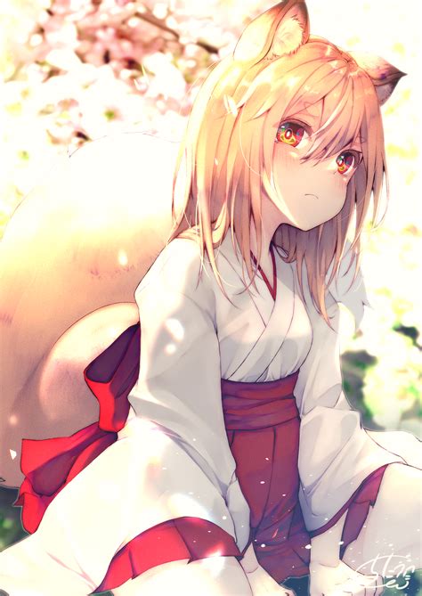 A Anime Girl Fox Tail Anime Girl