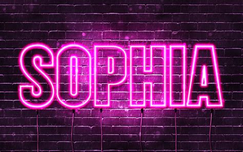 Download Wallpapers Sophia 4k Wallpapers With Names Female Names Sophia Name Purple Neon