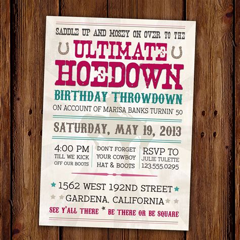 Rustic Hoedown Invitation Ultimate Hoedown Throwdown Etsy 50th