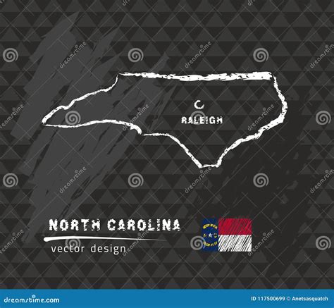 Map Of North Carolina Chalk Sketch Vector Illustration Stock Vector