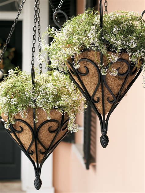 Antique Hanging Planter With Coco Liner Frontgate Hanging Plants