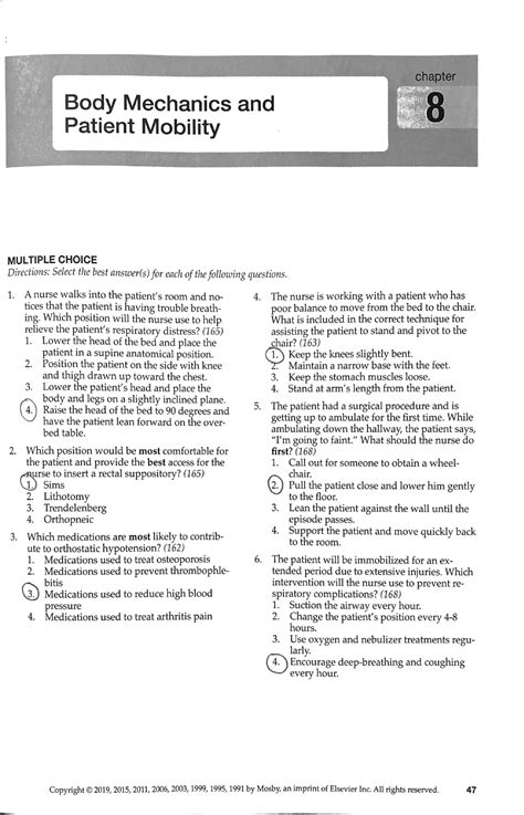 Chapter 8 Body Mechanics And Patient Mobility Study Guide Copy Vn100
