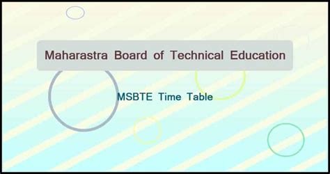MSBTE Time Table 2023- Time Table of Winter Theory Exam 2022 (Out)