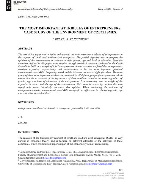 All case study research starts from the same compelling feature: (PDF) The Most Important Attributes of Entrepreneurs. Case ...