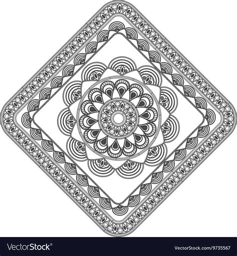Squared decorative line mandala icon Royalty Free Vector