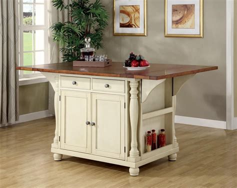 Kitchen island with open shelving. White Buttermilk and Cherry Extendable Kitchen Island ...
