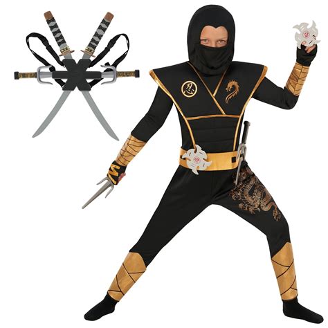 Morph Deluxe Gold Ninja Costume Kids Boys Ninja Costume Halloween