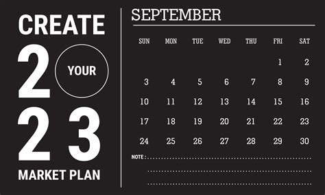 Vector Illustration Of Calendar Year September Calendar Template Black And White