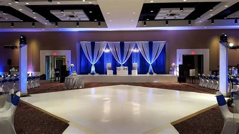 Silver Sequence And Royal Blue Wedding Backdrop With Crystal Chandelier
