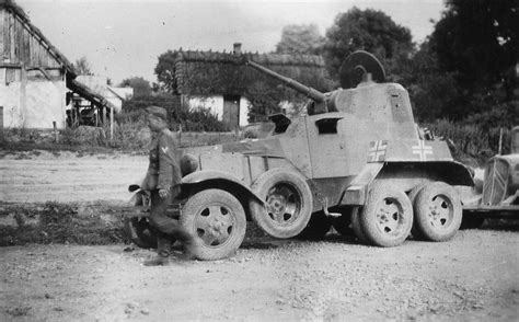 Photo Captured Soviet Ba 10 Armored Car With German Markings Date