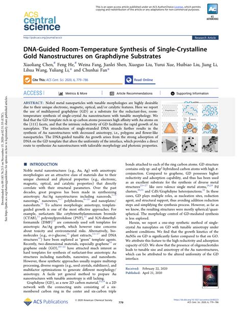 Pdf Dna Guided Room Temperature Synthesis Of Single Crystalline Gold Nanostructures On