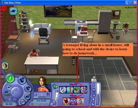 Sims 2 Doing Homework