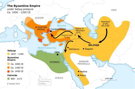 Empire Of Great Seljuk Turks Map History And Facts Byzantine Empire