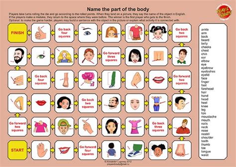 Printable Parts Of The Human Body Board Game