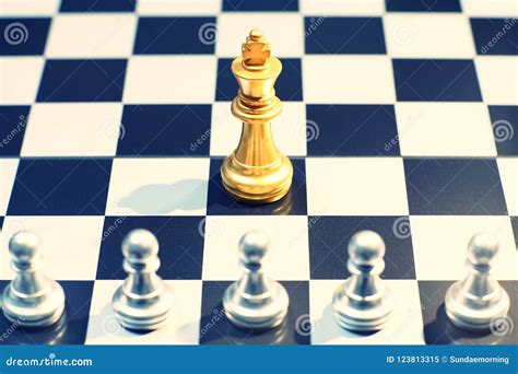 The King In Battle Chess Game Stand On Chessboard Concept For Company