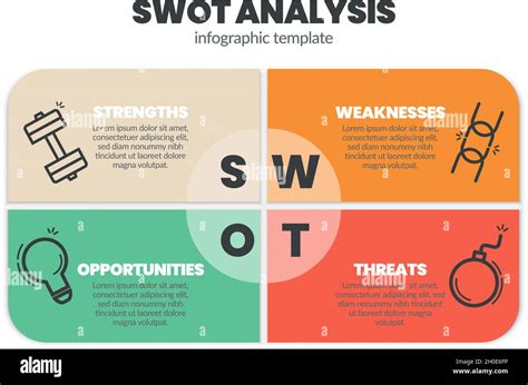Infographic Design Template Is Four Elements With Vector Icons And Square Editable Text Box In