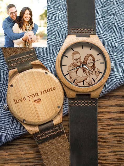 Custom Personalized Photo Bamboo Wooden Watch