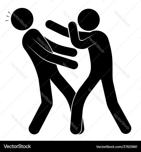 Stick Man Boxer Beats Punch To Head Opponent Vector Image