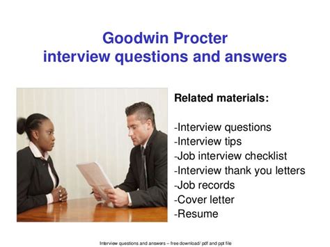 Goodwin Procter Vinterview Questions And Answers