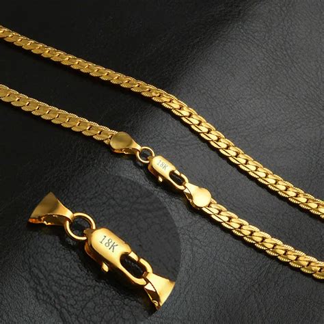 Vintage Long Gold Chain For Men Hip Hop Chain Necklace 5mm Gold Color Mens Thick Curb Chain