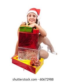 Naked Blonde Girl Santa Hat Christmas Stock Photo Shutterstock