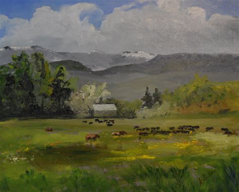 Original Landscape Oil Painting Fine Art Cattle Ranch Scene Etsy