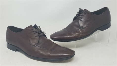 Hugo Boss Brown Leather Oxford Dress Mens Shoes 10 Ap Gem