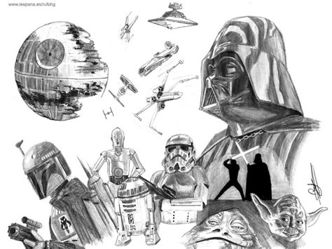 Dibujo De Varios Personajes De Star Wars