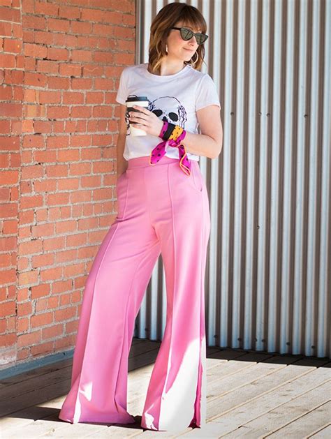 4 Ways To Style Pink Pants Relmstyle Pink Jeans Outfit Loose Pants