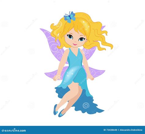 Illustration Of A Beautiful Blue Fairy In Flight Stock Vector