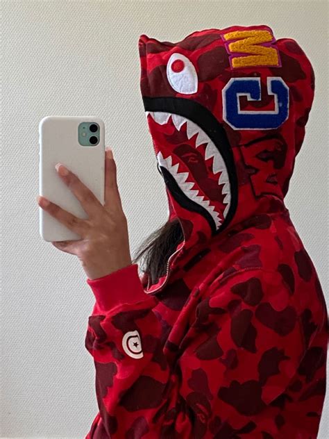 Streetwear Fashion Women Tomboy Fashion Look Fashion Red Bape Hoodie