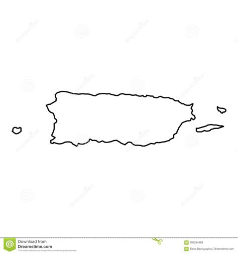 Puerto Rico Map Black Contour Curves Of Illustration Stock Illustration