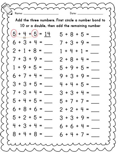 Adding 3 Numbers Together Worksheet