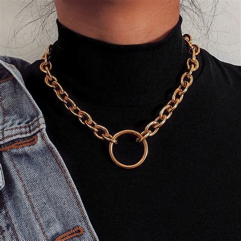 Big Link Chain Retro Exaggerated Punk Metal Chain Necklace Men Female