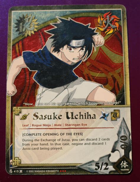 Naruto Card Sasuke Uchiha 415 Super Rare Gold Foil Lp Ebay